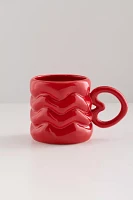 Heart Handle Puffy Ceramic Mug