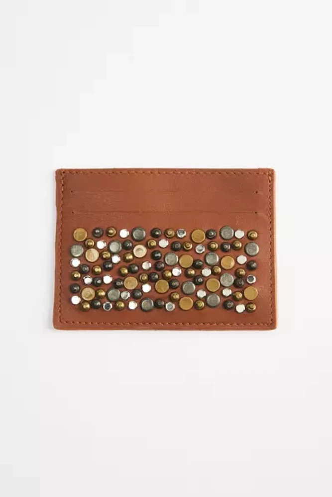 Studded Leather Cardholder Wallet