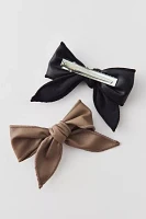 Mini Faux Leather Hair Bow Clip Set