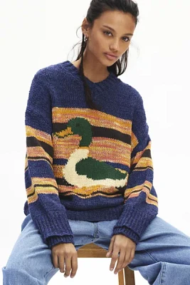 BDG Hunting Printed Knit Oversized Sweater