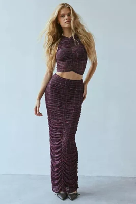 AFRM Josie Ruched Mesh Maxi Skirt