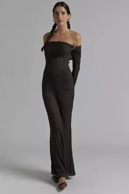 AFRM Tamlin Off-The-Shoulder Sheer Sweater Maxi Dress