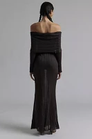 AFRM Tamlin Off-The-Shoulder Sheer Sweater Maxi Dress