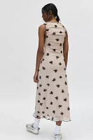 Motel Gandria Ditsy Floral Velvet Printed Mesh Midi Dress