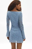 Motel Tatyana Velvet Floral Mesh Long Sleeve Mini Dress