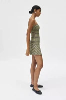 Motel Hadia Plaid Strapless Drop Waist Mini Dress