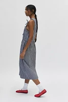 Motel Prelith Tie-Front Bow Gingham Midi Dress