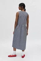 Motel Prelith Tie-Front Bow Gingham Midi Dress