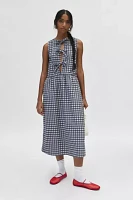 Motel Prelith Tie-Front Bow Gingham Midi Dress