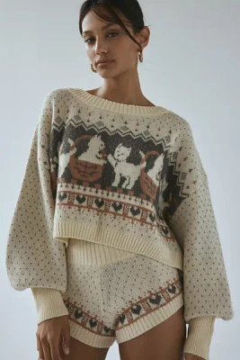 Out From Under Catching Feelings Fairisle Print Cropped Pullover