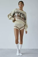 Out From Under Catching Feelings Fairisle Print Cropped Pullover