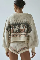 Out From Under Catching Feelings Fairisle Print Cropped Pullover