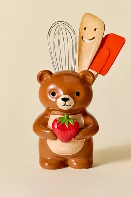 Teddy Bear Ceramic Utensil Holder