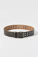 Distressed Wide Leather Grommet Belt