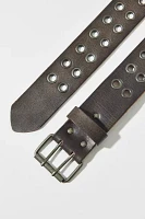 Distressed Wide Leather Grommet Belt