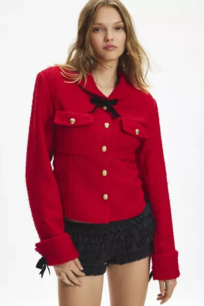 Sister Jane Posie Bow Detail Boucle Lady Jacket