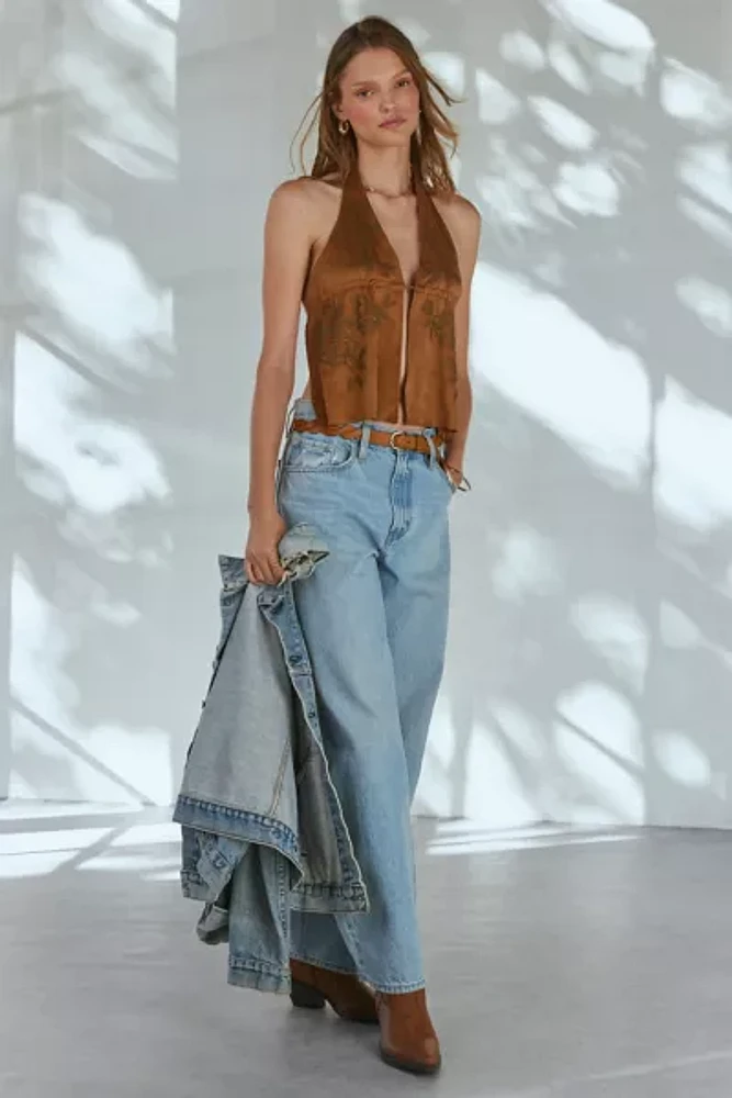 Silence + Noise Maria Faux Suede Embellished Halter Top