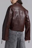 House Of Sunny Take A Trip Mini Racer Faux Leather Jacket