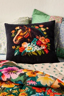 Let’s Ride Embroidered Throw Pillow