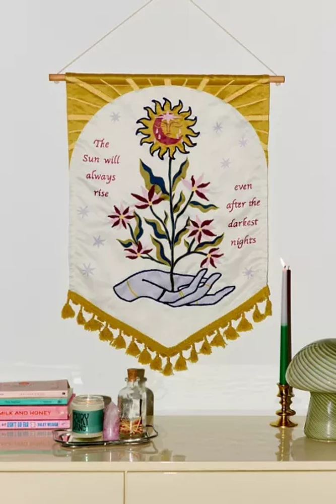 Sun Embroidered Wall Hanging