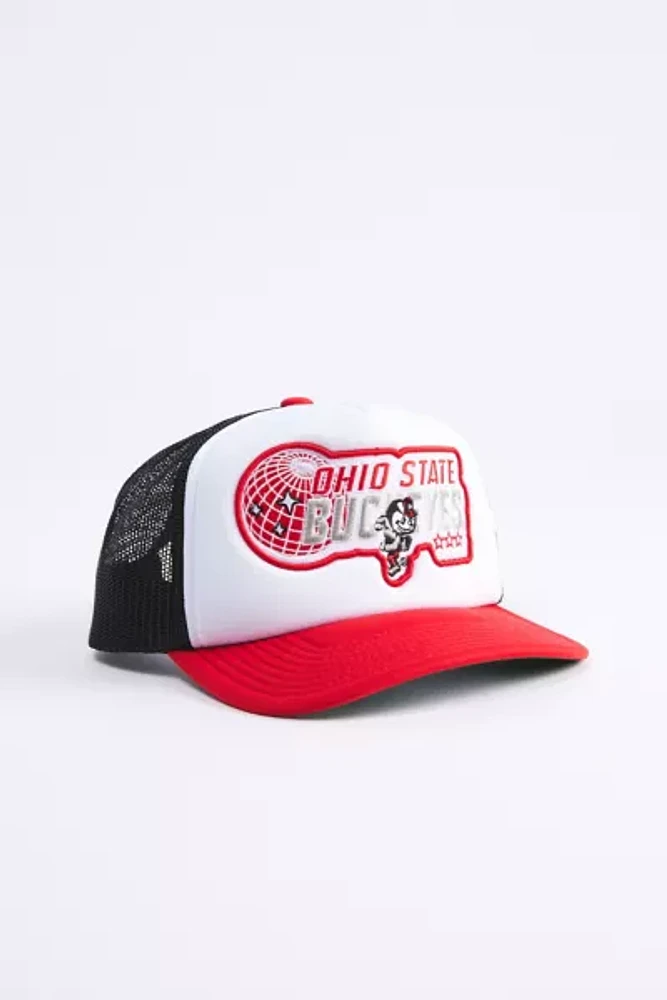 Mitchell & Ness NCAA Ohio State Globe Trucker Hat