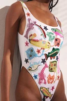 Oceanus Arizona Hand Embroidered Beaded One-Piece Swimsuit