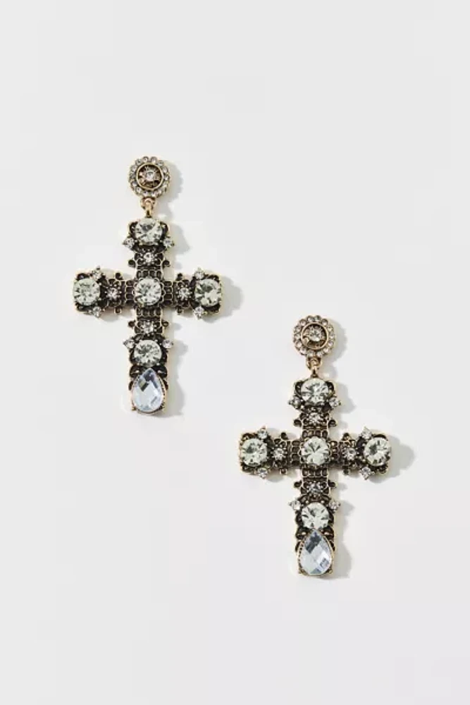 Nyla Rhinestone Cross Earring