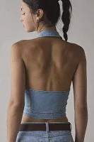 Lee Seamed Denim Halter Tank Top