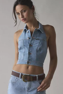 Lee Seamed Denim Halter Tank Top