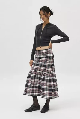 Urban Renewal Remnants Plaid Single Tier Midi Skirt