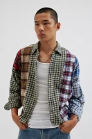 Urban Renewal Remade Spliced Flannel Long Sleeve Button-Down Shirt