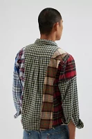 Urban Renewal Remade Spliced Flannel Long Sleeve Button-Down Shirt