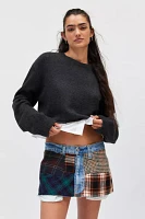 Urban Renewal Remade Plaid Patched Denim Skirt