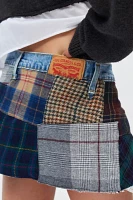 Urban Renewal Remade Plaid Patched Denim Skirt