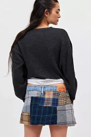 Urban Renewal Remade Plaid Patched Denim Skirt