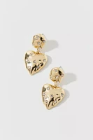 Hammered Rhinestone Heart Earring