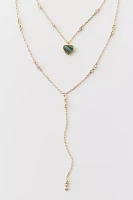 Heart Lariat Layered Necklace