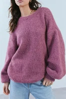 BDG Angela Fuzzy Knit Oversized Crew Neck Sweater