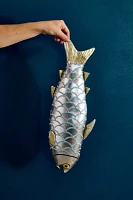 Giant Sardine Shaped Metallic Throw Pillow