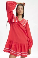 Neon Rose Wren Textured Collar Detail Mini Smock Dress