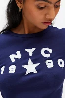 NYC 1990 Applique Crew Neck Long Sleeve Baby Tee