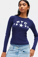 NYC 1990 Applique Crew Neck Long Sleeve Baby Tee