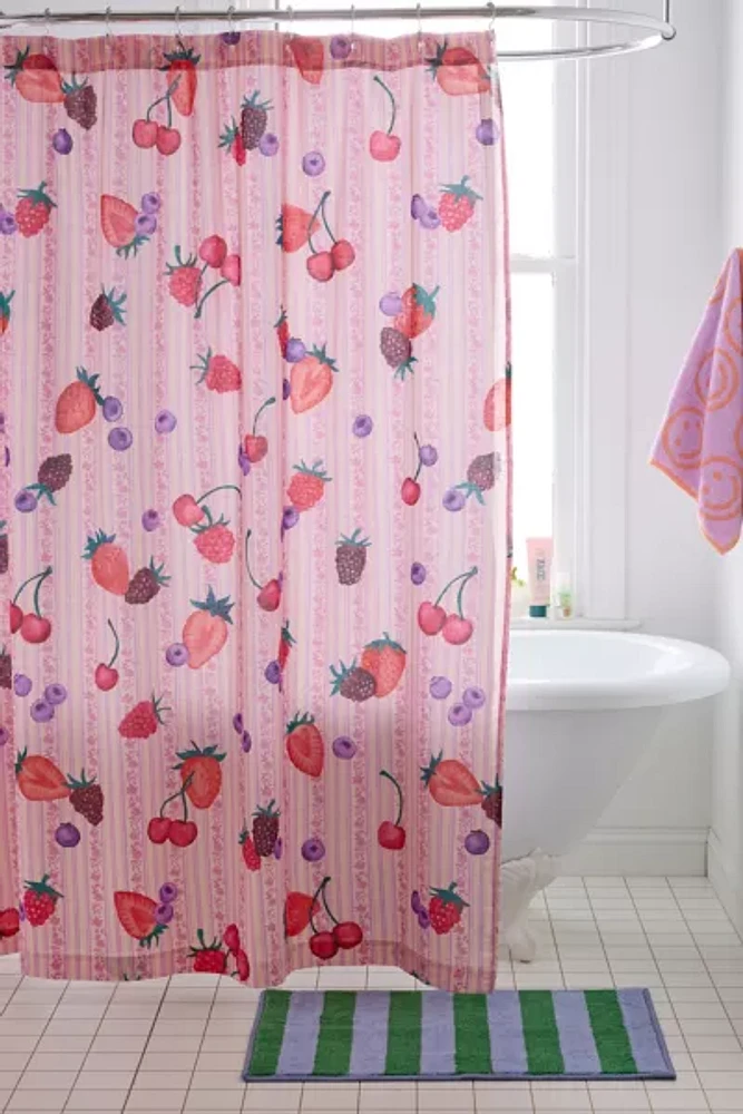 Berry Stripe Patterned Shower Curtain