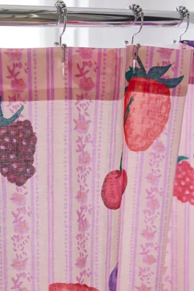 Berry Stripe Patterned Shower Curtain
