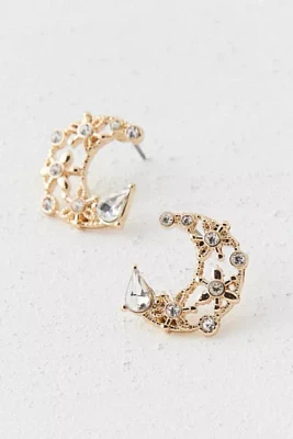 Rhinestone Crescent Moon Earring