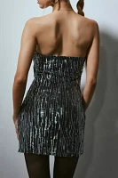 Silence + Noise Heather Drippy Sequin Strapless Mini Dress