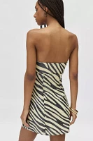 Silence + Noise Jessie Sequin Zebra Print Strapless Mini Dress