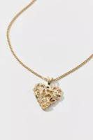 Textured Metal Heart Charm Necklace