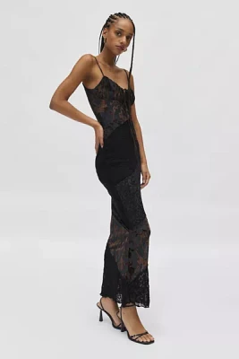 Kiss The Sky Alessandra Spliced Velvet & Lace Slip Dress