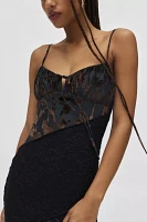 Kiss The Sky Alessandra Spliced Velvet & Lace Slip Dress